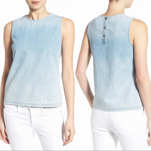 Adriano Goldschmied AG 'Teagan' Chambray Sleeveless Denim Top, Size XS, NWT - Picture 1 of 12